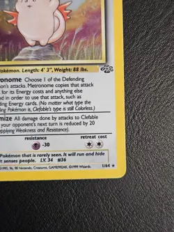 Clefable 1/64 1st Edition Holo Rare Pokemon TCG Jungle LP - Image 5