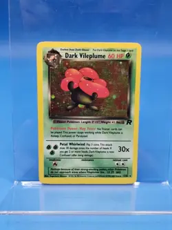 Pokemon Dark Vileplume TCG Holo Card Unlimited Rare, Vintage 13/82, MP - Image 1