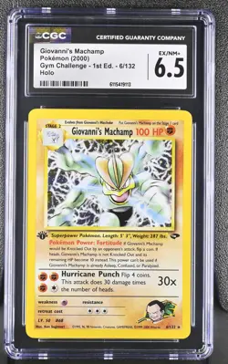CGC 6.5 Giovanni's Machamp Gym Challenge 1st Edition 6/132 Holo Pokemon Card - Image 1