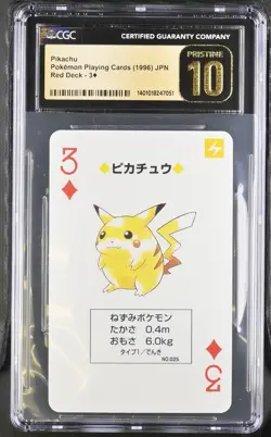Pokemon Playing Poker Card (1996) Pikachu Red Deck Pop 2! Pristine 10 - Image 1