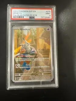 Pokemon Mimikyu Scarlet & Violet Promo Card 075/Promo Pokemon Center Card Psa 9 - Image 1
