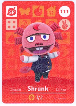 Shrunk 111 - Holo Amiibo Card - Animal Crossing Series 2 - Authentic Nintendo SP - Image 1