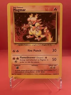 Pokemon TCG Base Set Magmar 36/102 Uncommon Near Mint+ - Image 1