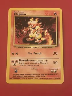 Pokemon TCG Base Set Magmar 36/102 Uncommon Near Mint+ - Image 2