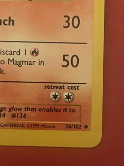 Pokemon TCG Base Set Magmar 36/102 Uncommon Near Mint+ - Image 5