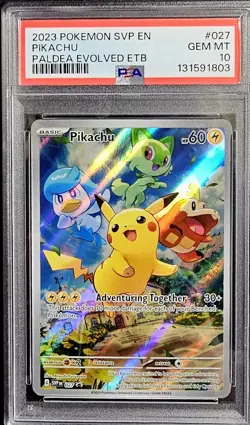 2023 Pokemon Pikachu #027 - Paldea Evolved - Black Star Promo - Gem Mint PSA 10 - Image 1