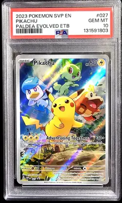 2023 Pokemon Pikachu #027 - Paldea Evolved - Black Star Promo - Gem Mint PSA 10 - Image 3