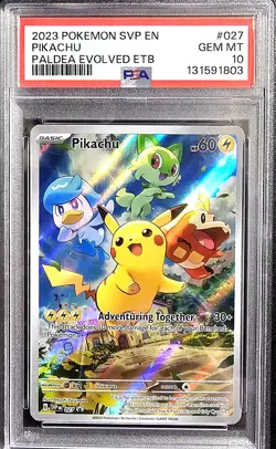 2023 Pokemon Pikachu #027 - Paldea Evolved - Black Star Promo - Gem Mint PSA 10 - Image 5