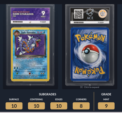 Dark Gyarados 25 non holo Team Rocket Vintage - ACE 9 Graded - not psa Pokemon - Image 2