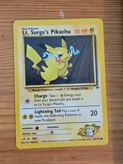Pokemon TCG Lt. Surge's Pikachu Gym Heroes 81/132 Unlimited LP WOTC. - Image 1