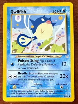 2001 Pokemon Neo Revelation - Qwilfish 49/64 Common VINTAGE LP - Image 1