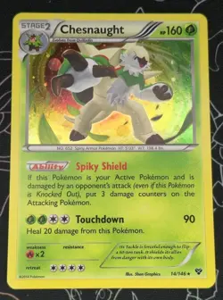 2014 Pokemon, XY, #14/146 Chesnaught, Cosmos Holo Rare, Blister Exclusive - Image 1
