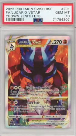 PSA GEM MINT 10 Lucario VSTAR SWSH291 SWSH: Sword & Shield Promo Card Holo - Image 1