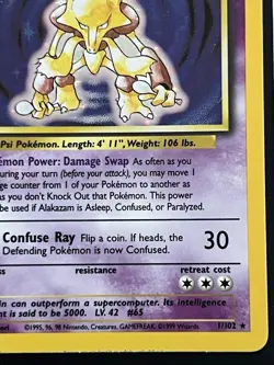 Alakazam 1/102 Base Set Holo Unlimited Rare Pokemon Card TCG #V2 - Image 5