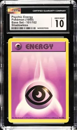 CGC 10 - 1999 Base Set 101/102 Psychic Energy Shadowless Pokemon Card - Image 1