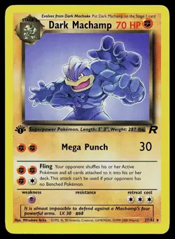 Pokemon Card - Dark Machamp Team Rocket 27/82 Rare 1st Edition - Image 1