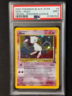 PSA 9 MINT Mew 2000 WOTC Black Star Promo 9 Holo League Pokemon Card - Image 1
