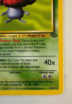 Vileplume 31/64 Jungle 1st First Edition Non Holo, Pokemon TCG Raw Card, NM - Image 5