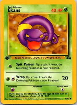 Ekans 46/62 Fossil 1st Edition LP Pokemon Card TCG - Image 1