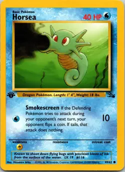 Horsea 49/62 Fossil 1st Edition LP Pokemon Card TCG - Image 1
