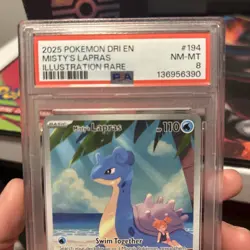 Pokemon TCG Misty's Lapras 194/182 PSA 8 Near Mint Illustration Rare 2025 - Image 2
