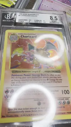 1999 POKEMON BASE SET SHADOWLESS #4 CHARIZARD HOLO R BGS 8.5 STRONG - Image 2