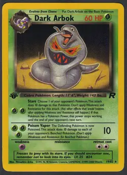 Dark Arbok 1st Edition 19/82 Rare Team Rocket Pokemon LP - Image 2