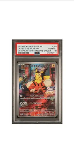 2023 POKEMON JPN SV-P PROMO #098 DETECTIVE PIKACHU PSA 10 - Image 1