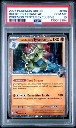 2025 POKEMON DRI EN-DESTINED RIVALS #096 TEAM ROCKET'S TYRANITAR PSA 10 - Image 1