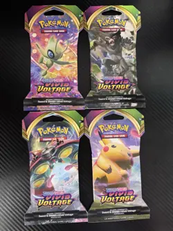 Pokemon TCG - Vivid Voltage Sleeved Booster Pack Art Bundle (Set Of 4) Sealed - Image 1