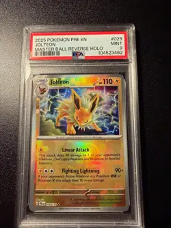 2025 POKEMON PRE EN-PRISMATIC EVOLUTIONS MASTER BALL REVERSE HOLO JOLTEON PSA 9 - Image 1