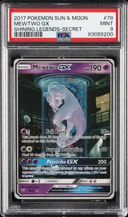 2017 POKEMON SUN & MOON SHINING LEGENDS SECRET #78 MEWTWO GX PSA 9 - Image 1
