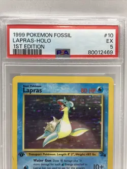 Pokemon Lapras 10/62 Fossil TCG Holo Rare 1st Edition #10 PSA 5 EX WOTC 1999 - Image 3