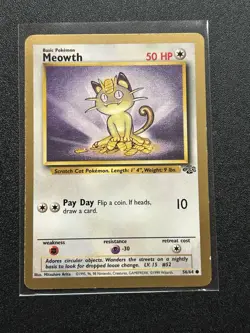 Meowth Gold Border Jungle 1999 Pokemon Card Fruit Roll-Ups Promo 56/64 - Image 1