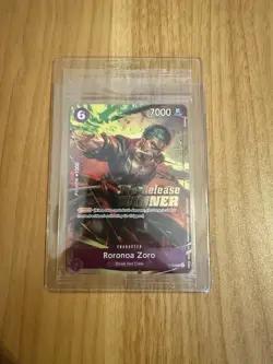 One Piece Roronoa Zoro OP-06 Pre-Release Winner Card P-045 - Image 1