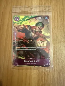 One Piece Roronoa Zoro OP-06 Pre-Release Winner Card P-045 - Image 3