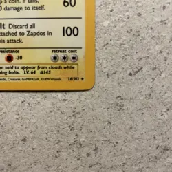 Zapdos 16/102 Pokemon Card TCG Base Set Unlimited Holo Rare - Image 5