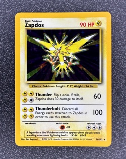 Zapdos 16/102 | Base Set | Holo Rare | Pokemon TCG Card | Excellent Condition - Image 1