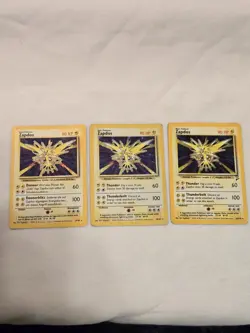 3 Pokemon Zapdos Holo 16/102 Base Set 1999 Card Tcg Rare NM Vintage Unlimited - Image 1