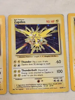 3 Pokemon Zapdos Holo 16/102 Base Set 1999 Card Tcg Rare NM Vintage Unlimited - Image 3