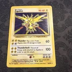 Pokemon TCG Card English Base Set Zapdos 16/102 Holo Rare - Image 1