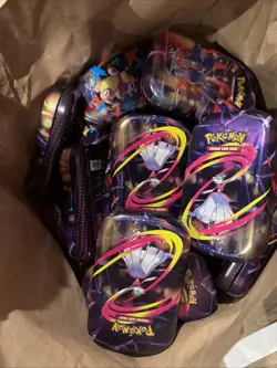 Lot of 100 Pokemon TCG Mega Evolution Mini Tins Collectible Card + Sticker EMPTY - Image 2