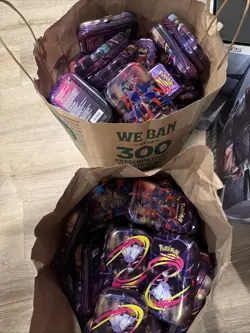 Lot of 100 Pokemon TCG Mega Evolution Mini Tins Collectible Card + Sticker EMPTY - Image 3