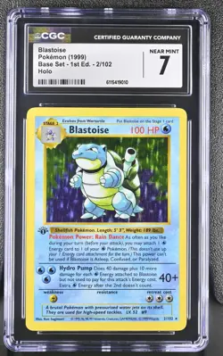 CGC 7 Blastoise 1999 Base Set 1st Edition Shadowless 2/102 Holo Pokemon Card - Image 1