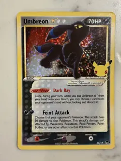 Umbreon Star 17/17 Celebrations Classic Collection Holo Rare Pokemon Card LP - Image 1