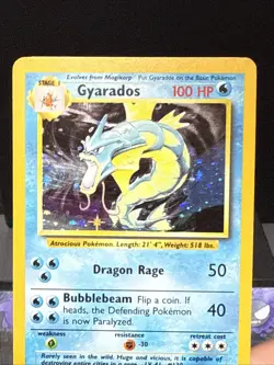 Pokemon Card Gyarados 6/102 Base Set Holo Rare WOTC Light Play 2 - Image 2