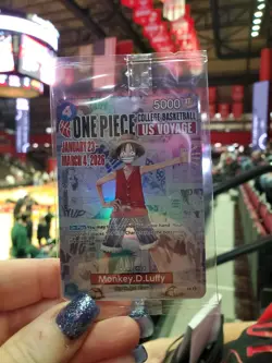 One Piece Monkey D. Luffy US Voyage College Basketball Card IN HAND - Rutgers - Image 1