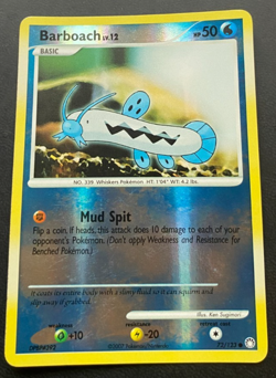 Barboach 72/123 Reverse Holo Mysterious Treasures Pokemon Card LP - Image 1
