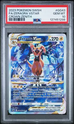 2023 POKEMON SWORD & SHIELD CROWN ZENITH #GG43 FULL ART/ZERAORA VSTAR PSA 10 - Image 1
