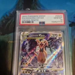 2023 POKEMON SWORD & SHIELD CROWN ZENITH #GG43 FULL ART/ZERAORA VSTAR PSA 10 - Image 2